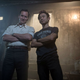 Star Patrick Wilson and director James Wan on the basement set of The Conjuring 2.